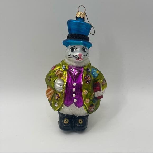 CHRISTOPHER RADKO Glass Ornament White Rabbit Glass Easter Alice Mad Hatter - Picture 3 of 14